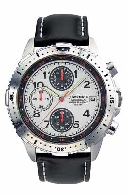 J.SPRINGS Chronograph White Dial Black Leather