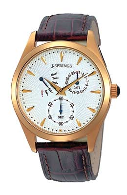 J Springs J.SPRINGS Retrograde Gold Leather White Dial