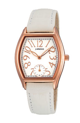 J Springs J.SPRINGS Tonneau Pink Gold White Leather Ladies