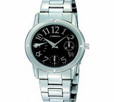 J Springs Ladies Retrograde Black Steel Watch