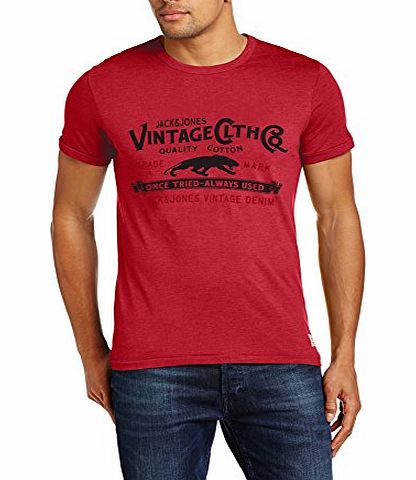 Jack and Jones Mens JJVCcustomized Crew Neck Short Sleeve T-Shirt, Red (Chili Pepper 2), Large