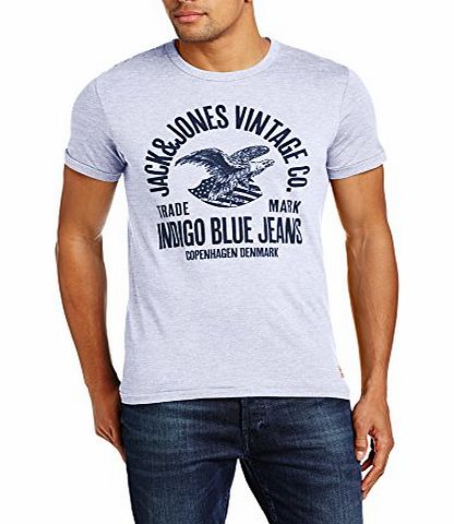 Jack and Jones Mens JJVCcustomized Crew Neck Short Sleeve T-Shirt, White, Medium