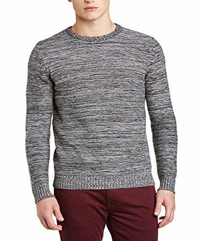 Jack and Jones Mens Mix Knit Crew Neck Long Sleeve Sweatshirt, Light Grey Melange, Large