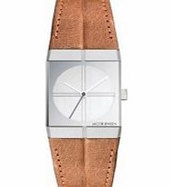 Jacob Jensen Ladies Icon White Brown Watch