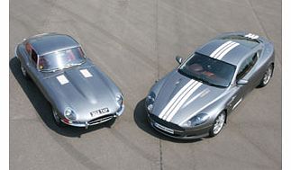 Jaguar E Type and Aston Martin Driving Thrill