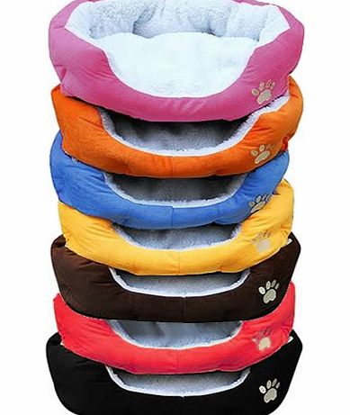 Jazooli Soft Fabric Washable Dog Pet Warm Basket Bed with Fleece Lining - Brown - Small