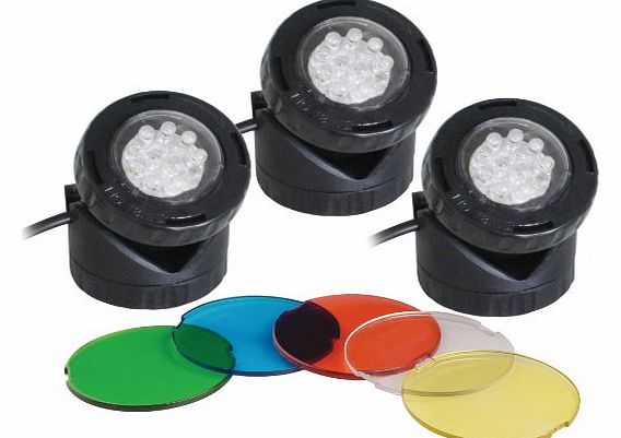 Jebao Set of 3 Fully submersible LED 1.6w Pond or Garden Lights with Light Sensor