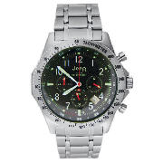 Jeep Mens Black Face Chronograph Silver Bracelet