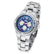 Jeep Mens Blue Face Chronograph Silver Bracelet