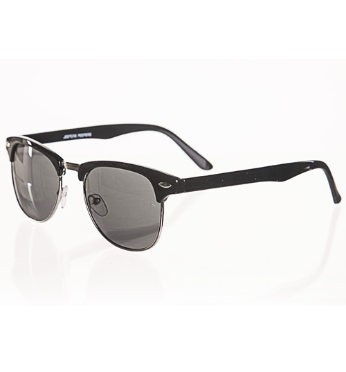 Jeepers Peepers Black Retro Buddy Half Frame Wayfarer Sunglasses