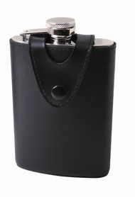 Jennifer Ulisse Black Leather Hip Flask 6oz