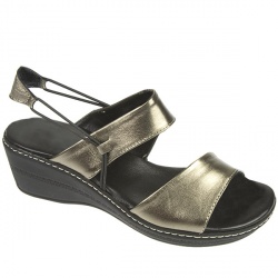 Jessica Female Bridget Leather Upper Leather Lining Comfort Sandals in Black, Pewter