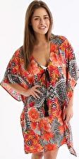 Jets, 1295[^]235438 Definition Placement Print V Neck Kaftan - Spice