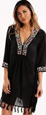 Jets, 1295[^]244563 Elevate Embroidered V Neck Kaftan - Black