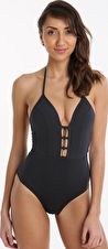 Jets, 1295[^]258259 Illuminate Plunging V Neck One Piece - Graphite