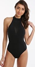 Jets, 1295[^]258254 Parallels High Neck Panelled One Piece - Black