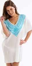 Jets, 1295[^]235426 Refine Embroidered Deep V Neck Kaftan - Malibu