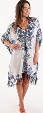 Jets, 1295[^]211097 Whimsical V Neck Kaftan - Porcelain