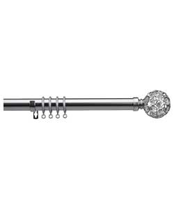 Ball Finial 3m Curtain Pole - Satin Nickel