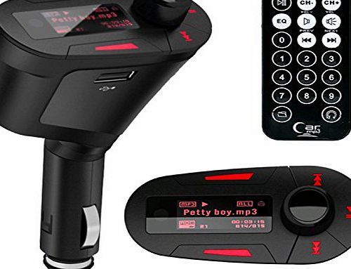 JIAKE Car Kit MP3 Player Wireless FM Transmitter Modulator USB SD MMC LCD With Remote (Red light)