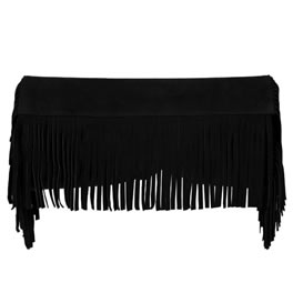 JJ Winters Black Suede Fringe Clutch Bag - Large