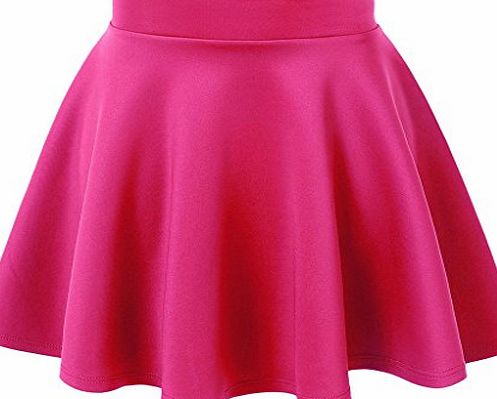 JNTworld Womens Stretch Mini Flared Work Short Summer Beach Party Skater Skirt, UK12, hot pink