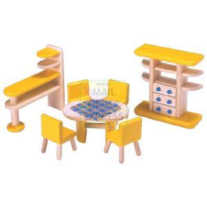 PINTOY Wooden Dolls House Furniture Dining Room