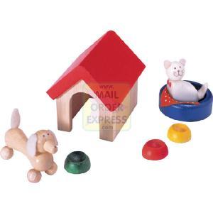 John Crane Ltd PINTOY Wooden Dolls House Pet Accessory Set