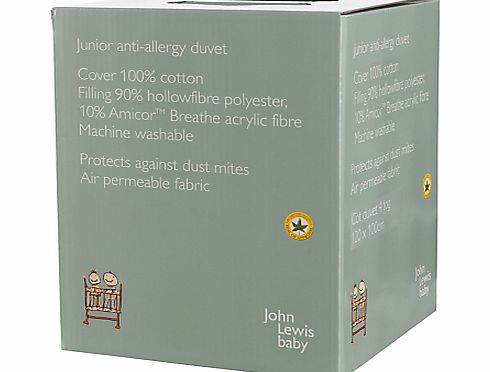 John Lewis Baby Anti Allergy Cotbed Duvet, 4 Tog