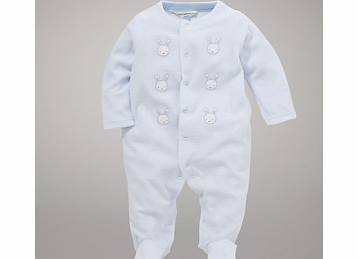 John Lewis Baby Bunny Stripe Velour Sleepsuit,