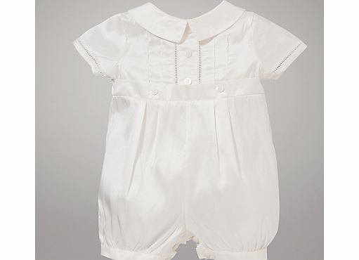 John Lewis Baby Silk Button Christening Romper,