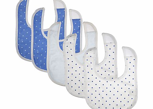 John Lewis Baby Star Bibs, Pack of 5, Blue