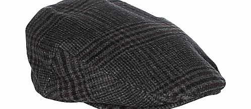 John Lewis Classic Check Flat Cap, Grey