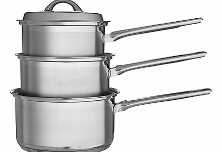 John Lewis Classic II Lidded Saucepan Set, 3 Piece