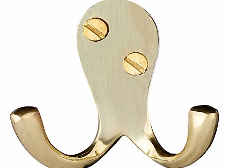 Double Robe Hook, Polished Brass