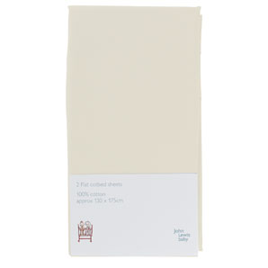 john lewis Flat Cotbed Sheet, Pack of 2, Cream