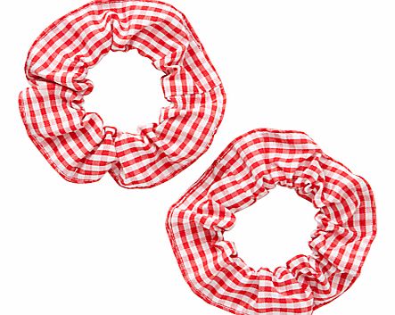 John Lewis Gingham Print Scrunchy, Pack of 2