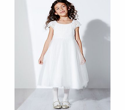 John Lewis Girl Lace Mesh Bridesmaid Dress, Ivory