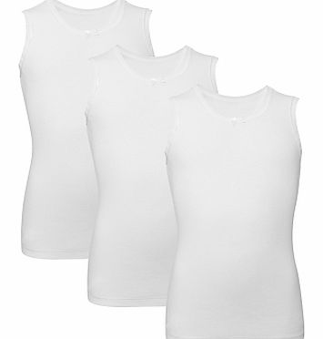 John Lewis Girl Singlet Vests, Pack of 3, White