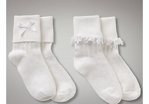 John Lewis Lace Trim Socks, Pack of 2