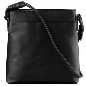 John Lewis Leather Across Body Bag- Black