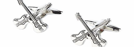 John Lewis Novelty Guitar Cufflinks, Silver