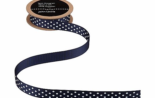 John Lewis Polka Dot Grosgrain Ribbon, 5m