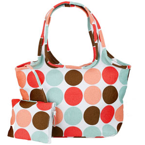 John Lewis Spotty Shopper- Peach and Mint- Small