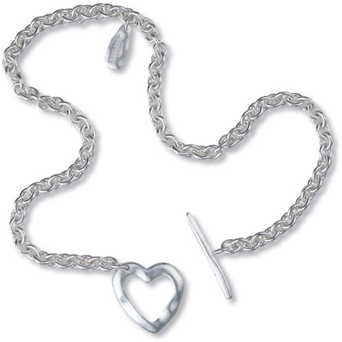 Open Heart T-Bar Necklet In Silver by John Rocha