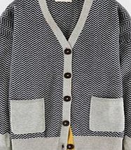 Johnnie  b Boyfriend Cardigan, Grey Marl/Navy Chevron