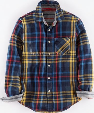 Johnnie  b, 1669[^]34946137 Double Cloth Check Shirt Midnight Check Johnnie