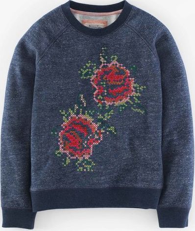 Johnnie  b, 1669[^]34895888 Elle Sweatshirt Indigo Blue Melange/Roses