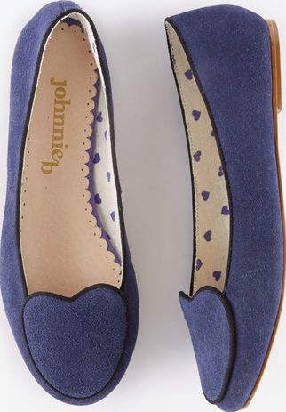 Johnnie  b Heart Ballet Flats Navy Suede Johnnie b, Navy