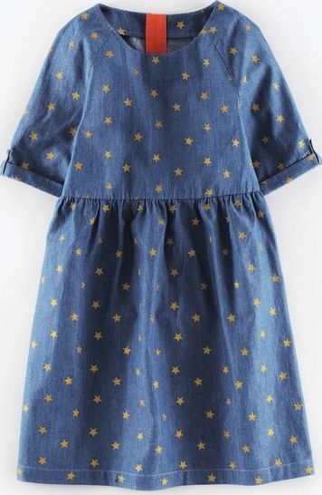 Johnnie  b, 1669[^]34891861 Heather Summer Dress Denim/Gold Stars Johnnie